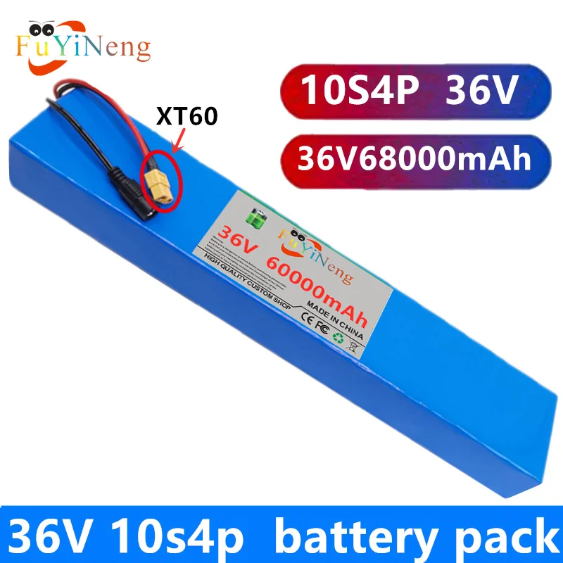 

18650 10s4p,36 в 60 ач литиевый аккумулятор для электрического велосипеда, 600 Вт, высокая мощность, 60000 мАч, емкость,