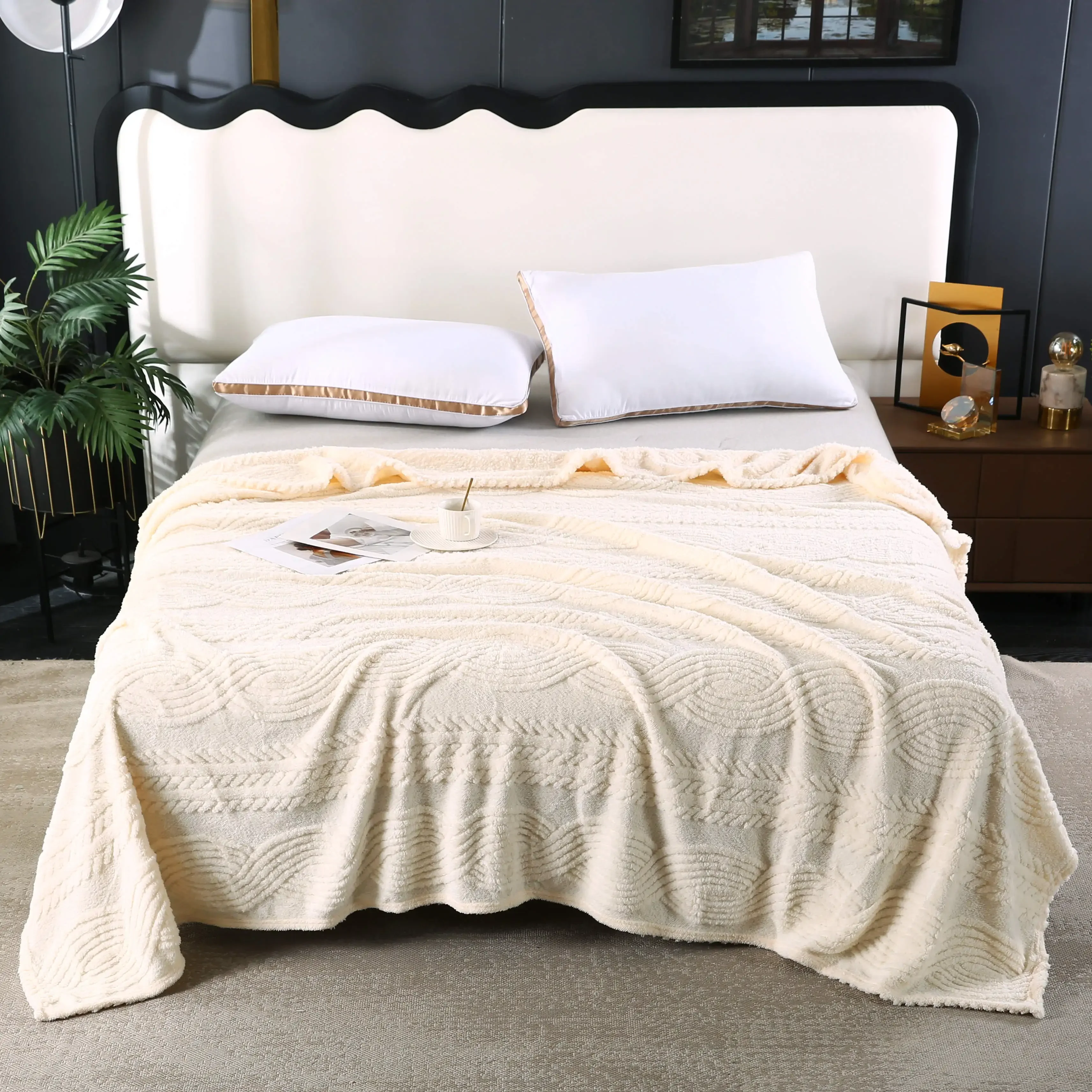 Простое однотонное резное одеяло весна-зима мягкое теплое покрывало домашний