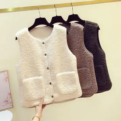 

Imitation Lambs Wool Vest Female In The Fall and Winter of The New Ms Han Edition Joker Vest Vest Coat Outside The Tank Top