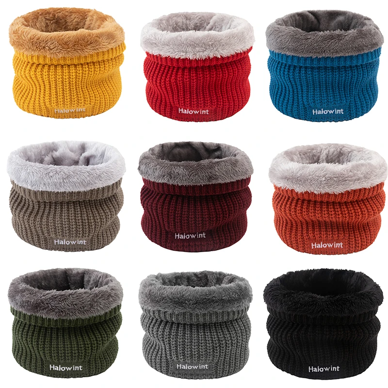 

Ski Climbing Neck Scarves Elastic Knitting Wool Neck Warmer Ring Circle Mufflers Fleece Lined Scarf Plush Bib Warm Neckerchief