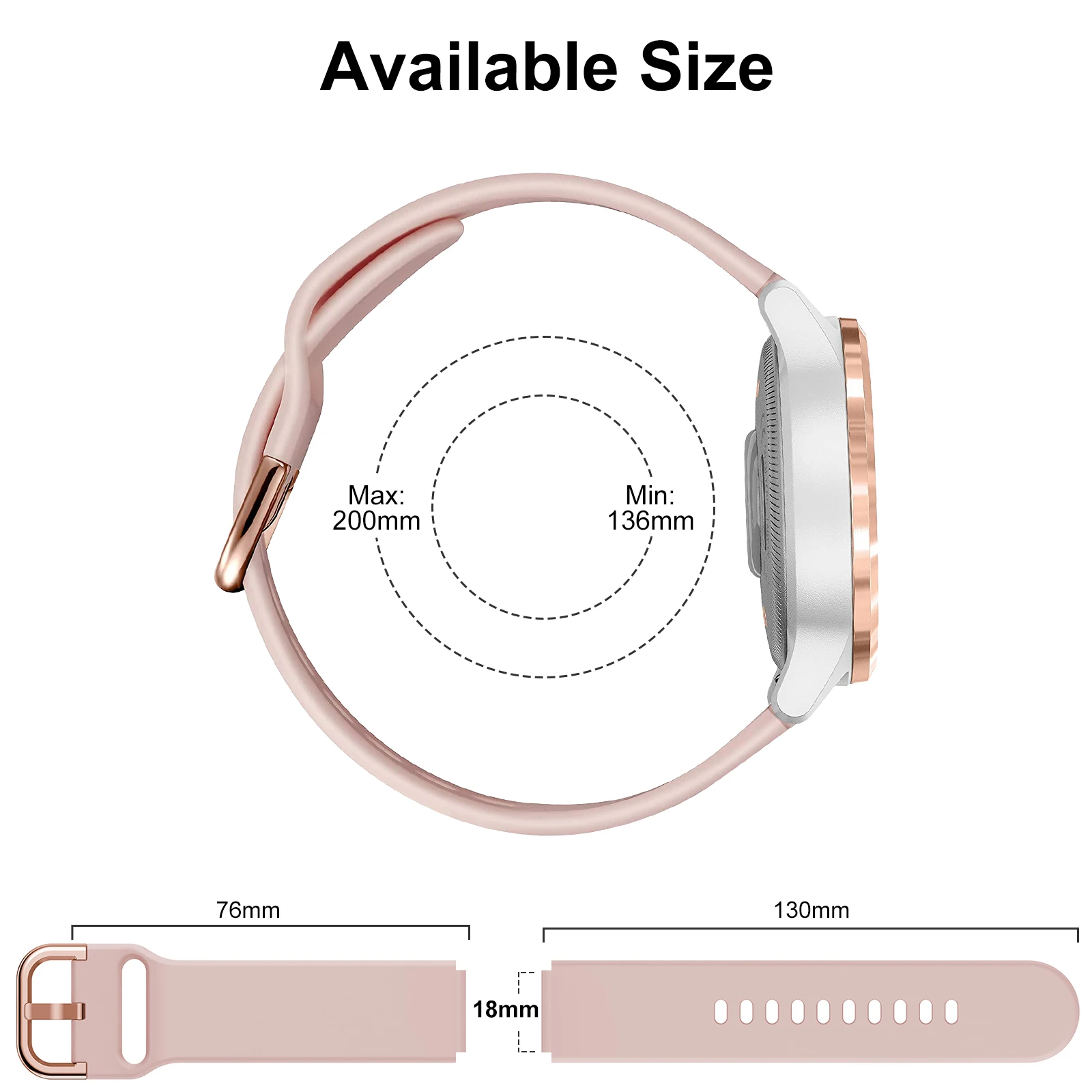 Premium 18mm Band for Garmin Vivoactive 4S 40mm/Venu 2S Quick Release Soft Silicone Replacement Band for Garmin vivoove 3S