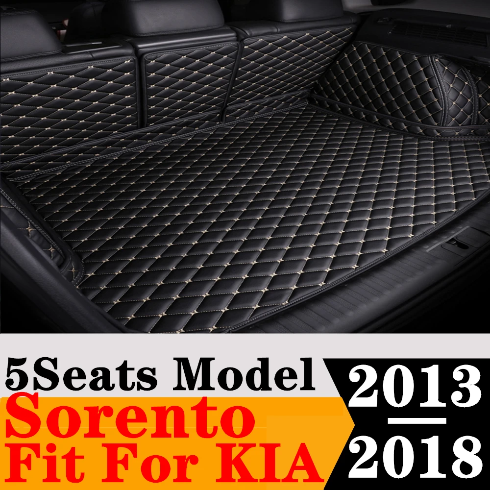

Sinjayer Waterproof Highly Covered Car Trunk Mat Tail Boot Pad Carpet Cover High Side Cargo Liner For KIA Sorento 5Seats 13-2018