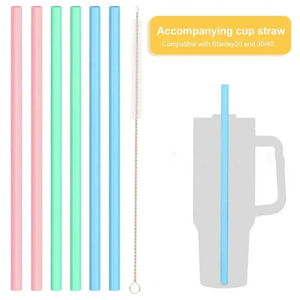 

6Pcs/Set Straw Set Cold And Heat-Resistant Food Grade Reusable Drink Water Plastic 20/30/40 OZ Adventure Travel Tumbler Straws