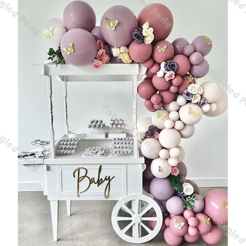 

84pc Baby Shower Balloon Arch Pinkish Purple Wedding Balloons Gender Reveal Birthday Party Favors Anniversary Boho Bridal Shower
