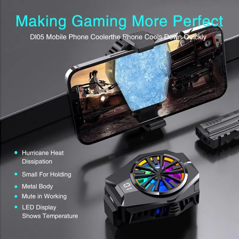 

Cooling Fans Gaming Phone Cooler With Led Screen Fast Cooling Device Silent Glare Fan Cooling Artifact Mobile Phone Radiator