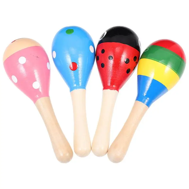 

4pcs Interesting Children Percussion Playthings Wooden Sand Hammers Toys