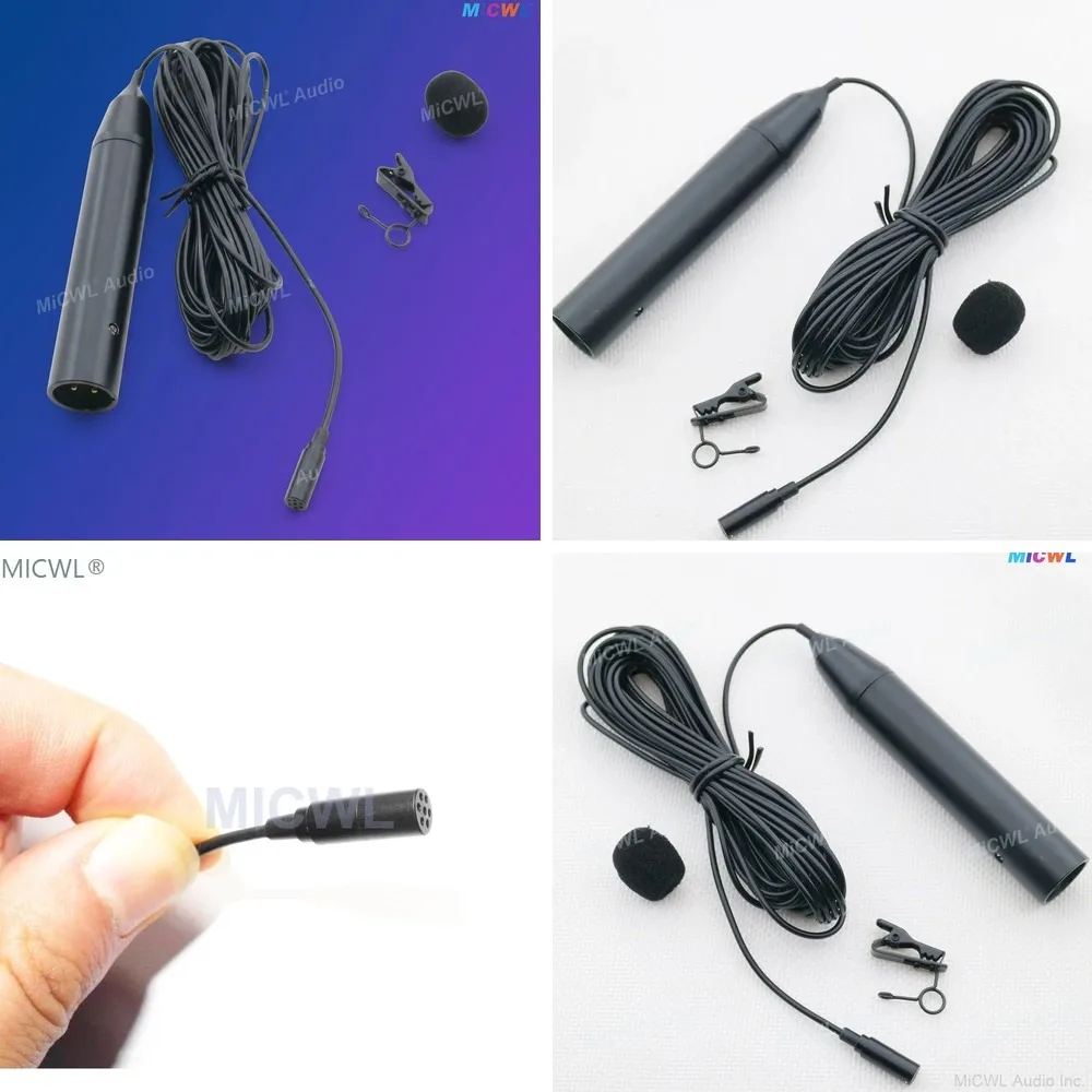 Фото Профессиональный петличный микрофон MiCWL XLR 3-контактный с фантомным питанием 48В для микшера, усилителя, предусилителя, кабель 5м №1
