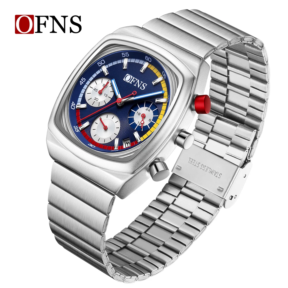 Мужские наручные часы OFNS 1635 Luxury Sport: кварцевые, силиконовый ремешок, бамбуковые элементы, стальной корпус, водонепроницаемые, для бизнеса, Relogio Masculino (art.: 3920d89bbfc35) - 3920d89bbfc35