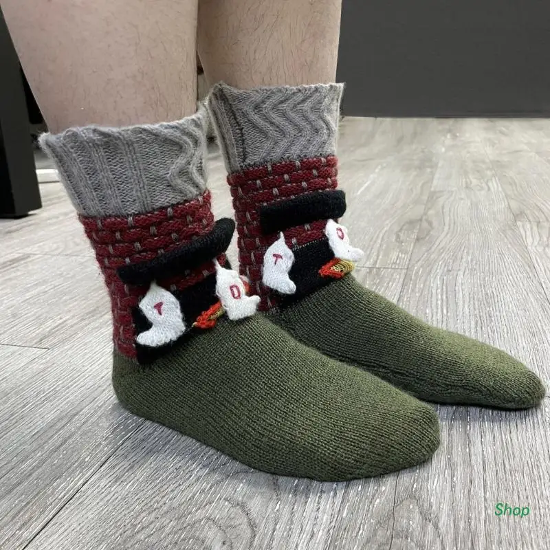 

Милые рождественские носки-тапочки L5YC с 3D каминной вязкой, теплые ножки, новинка, праздничный подарок