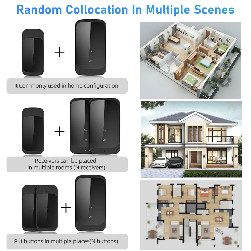 elecpow smart home wireless doorbell outdoor waterproof touch sensing door bell kit 58 chords home welcome house chimes receiver free global shipping