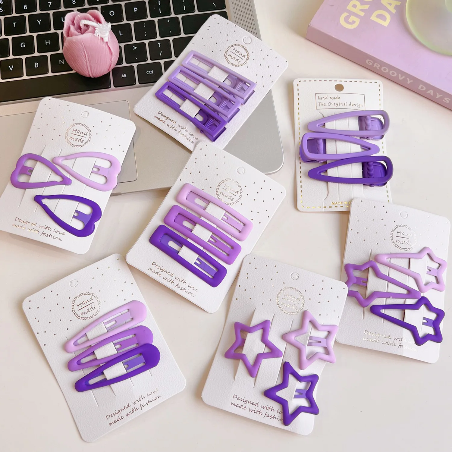Korean Style Bb Snap Hair Pin Clips Purple Coffee Weaving Costume Hairpins For Girls Kids Accessories