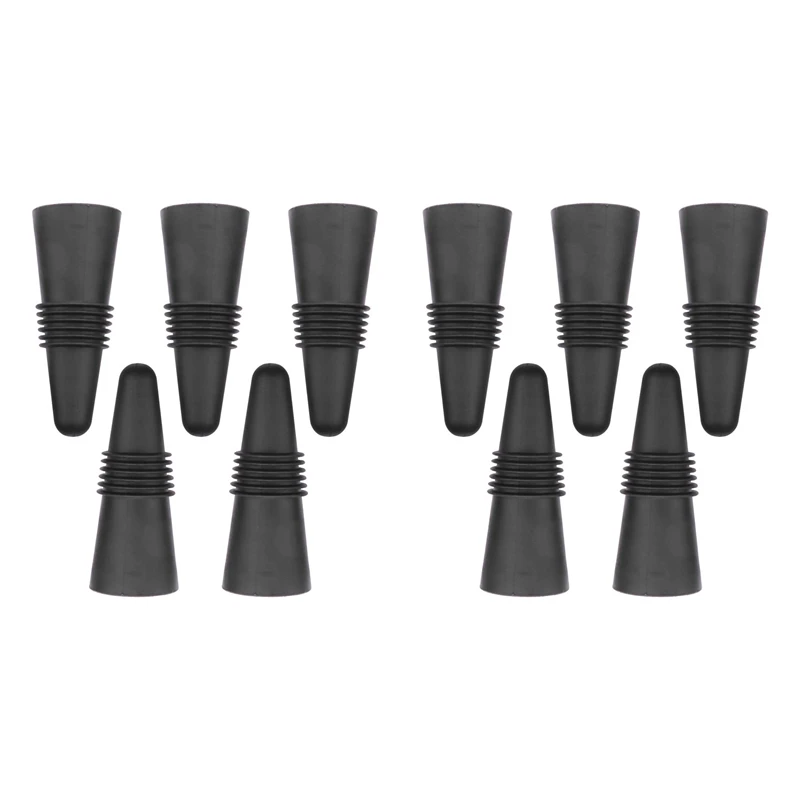 

Wine Stoppers (Set Of 10), Silicone Wine Bottle Stopper And Beverage Bottle Stoppers, Black