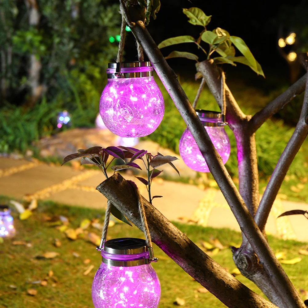 

Cracked Glass Ball Lantern Solar Light Outdoor Garden Hanging Lamp Garden Outdoor Garden Street Yard Landscape Decorative