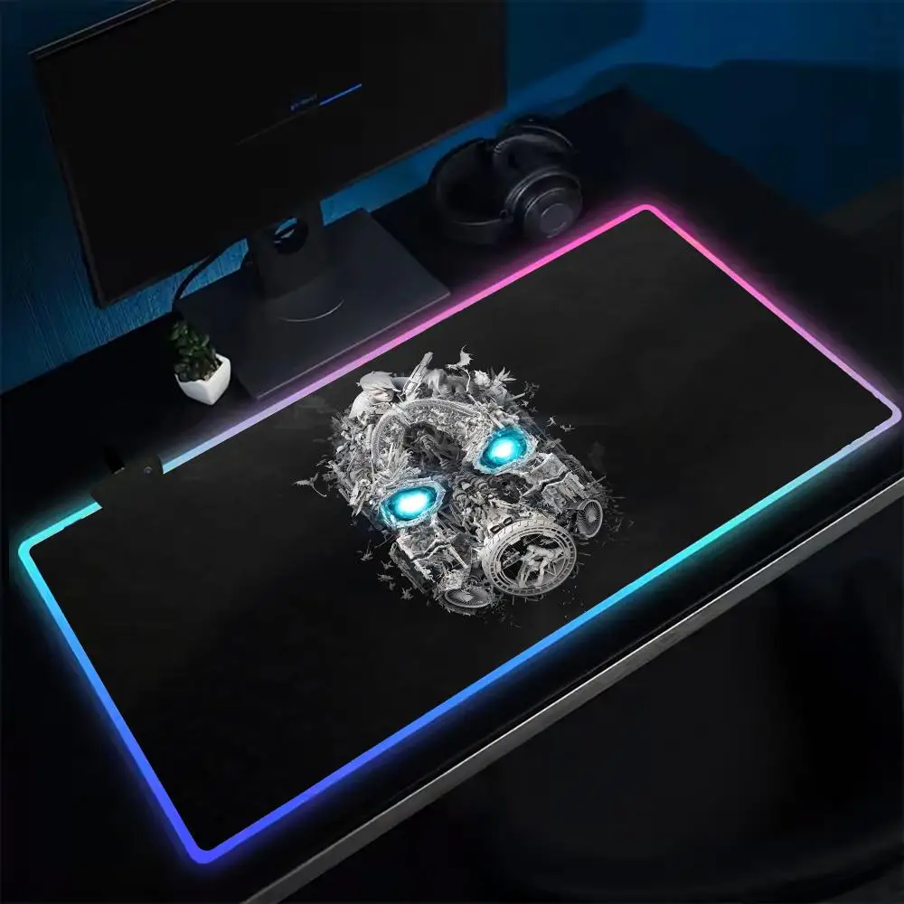 B-Borderlands Mouse Pad Anime Gaming LED Table Pads Backlit Rubber Desktop XXL Mousepad RGB Desk Mats