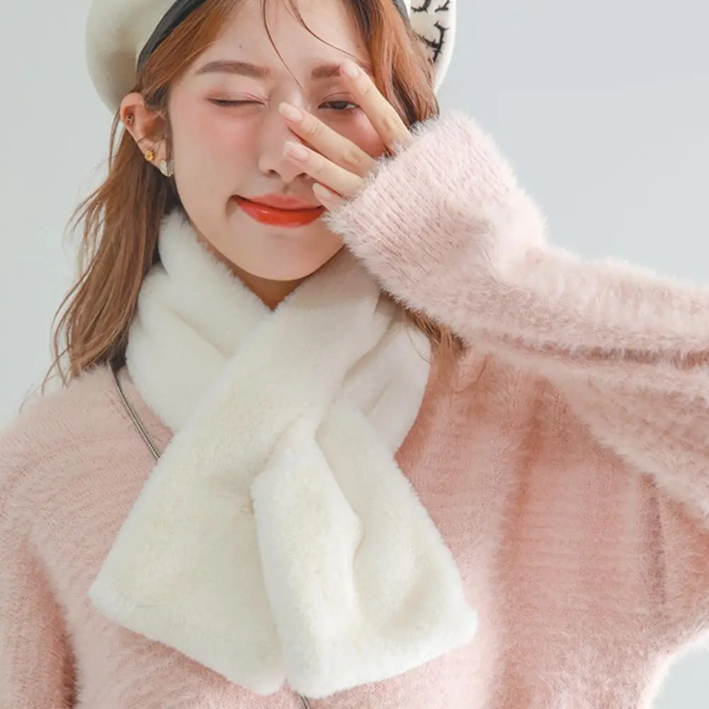 Женский зимний воротник из искусственного кроличьего меха однотонный