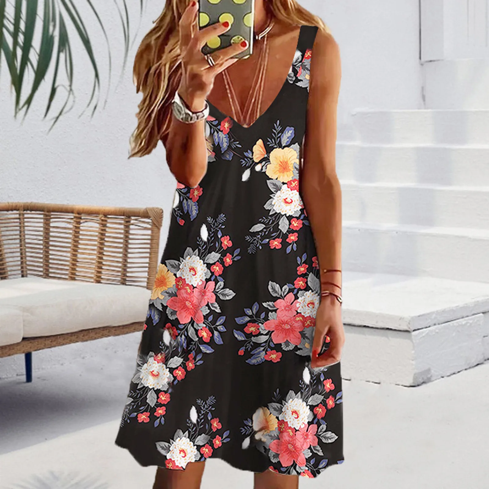

Plus Size Floral Print Tank Dresses Vintage Sleeveless Summer Mini Dress Women 2022 Clothes For Women Vestidos De Verano Mujer