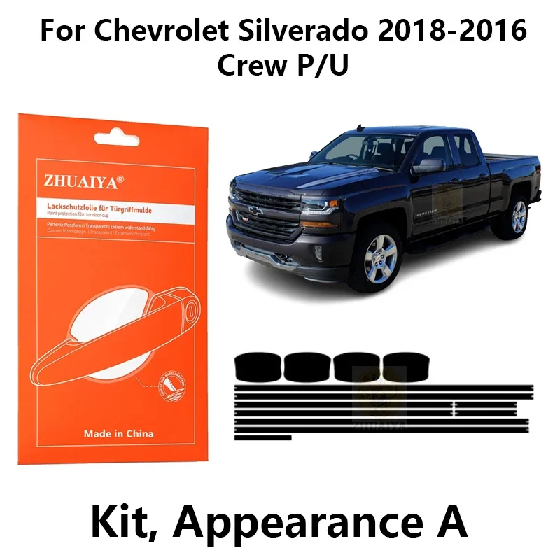 

Защитная пленка ZHUAIYA для красок дверной ручки, ТПУ PPF для Chevrolet Silverado 2018-2014 Crew P/U