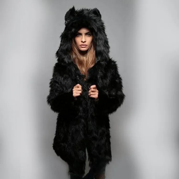 Autumn Winter New Women's Fur Imitation Raccoon Fur Coat Mid-length Warm Thick Imitation Fox Fur Women's Fur Coat Jacket Women