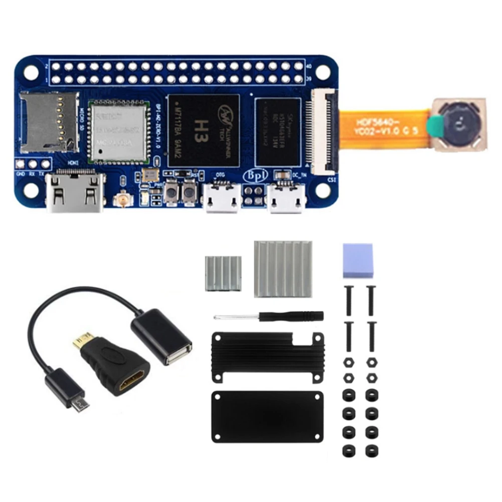 

Для бананов Pi M2 Zero -Core Allwinner H3 512 Мб макетная плата + камера OV5640 + USB-кабель + фотоэлемент из алюминия (не сварка)