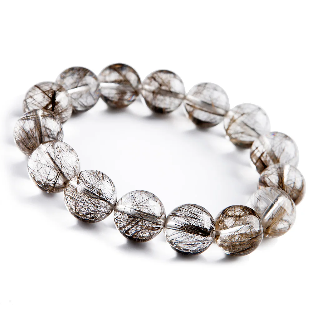 

Natural Silver Rutilated Quartz Clear Round Beads Bracelet 11mm 12mm 13mm 14mm 15mm Women Men Fashion Wealthy Stone AAAAAA