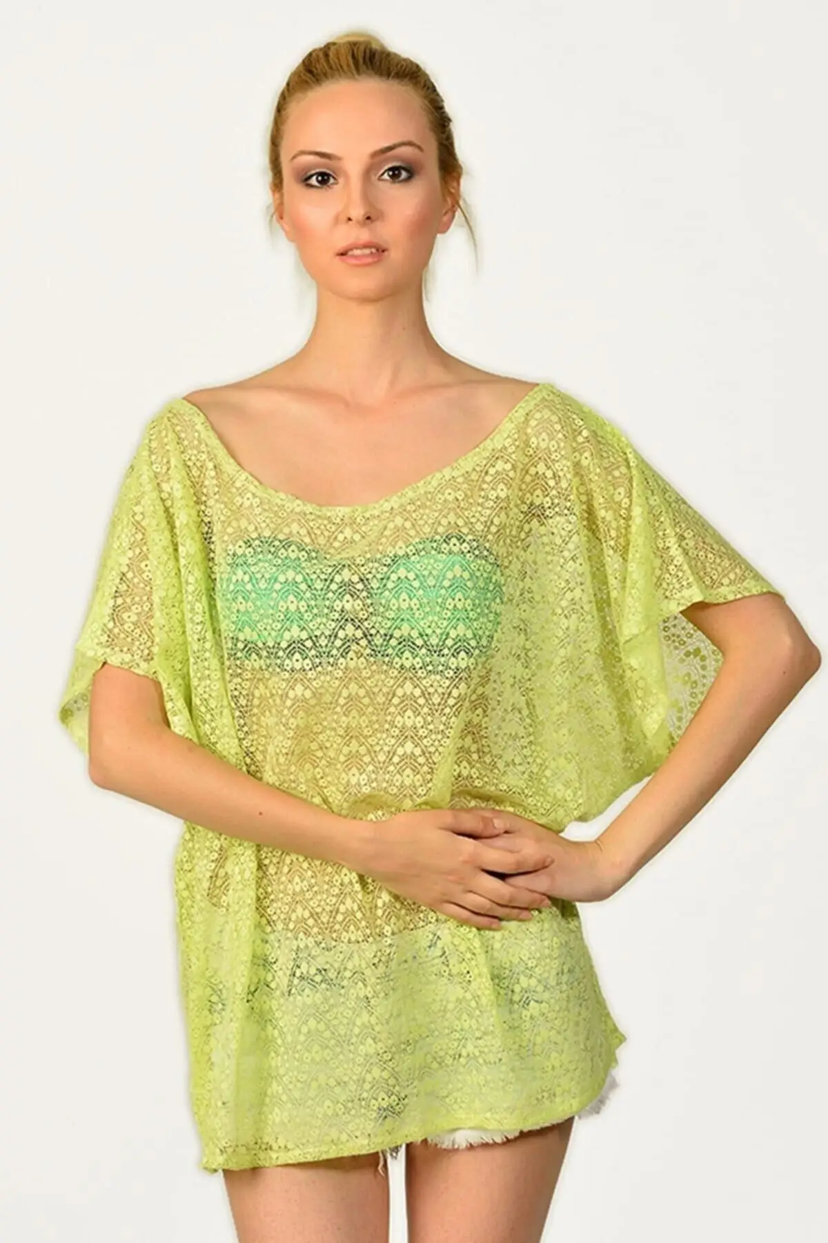 

Женское парео, зеленое пляжное платье, одежда для купания, накидка, платье, сексуальный костюм-туника, пляжная одежда, женский пляжный бикин...