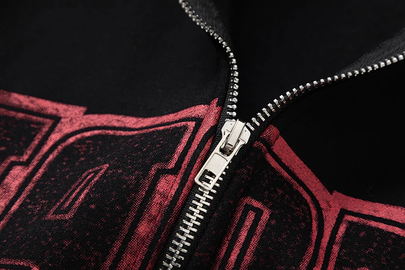 UTOPIA Reverse Alphabet Print Hoodie High Quality Pocket Zipper Hoody Fleece Sweashirts for Men Women