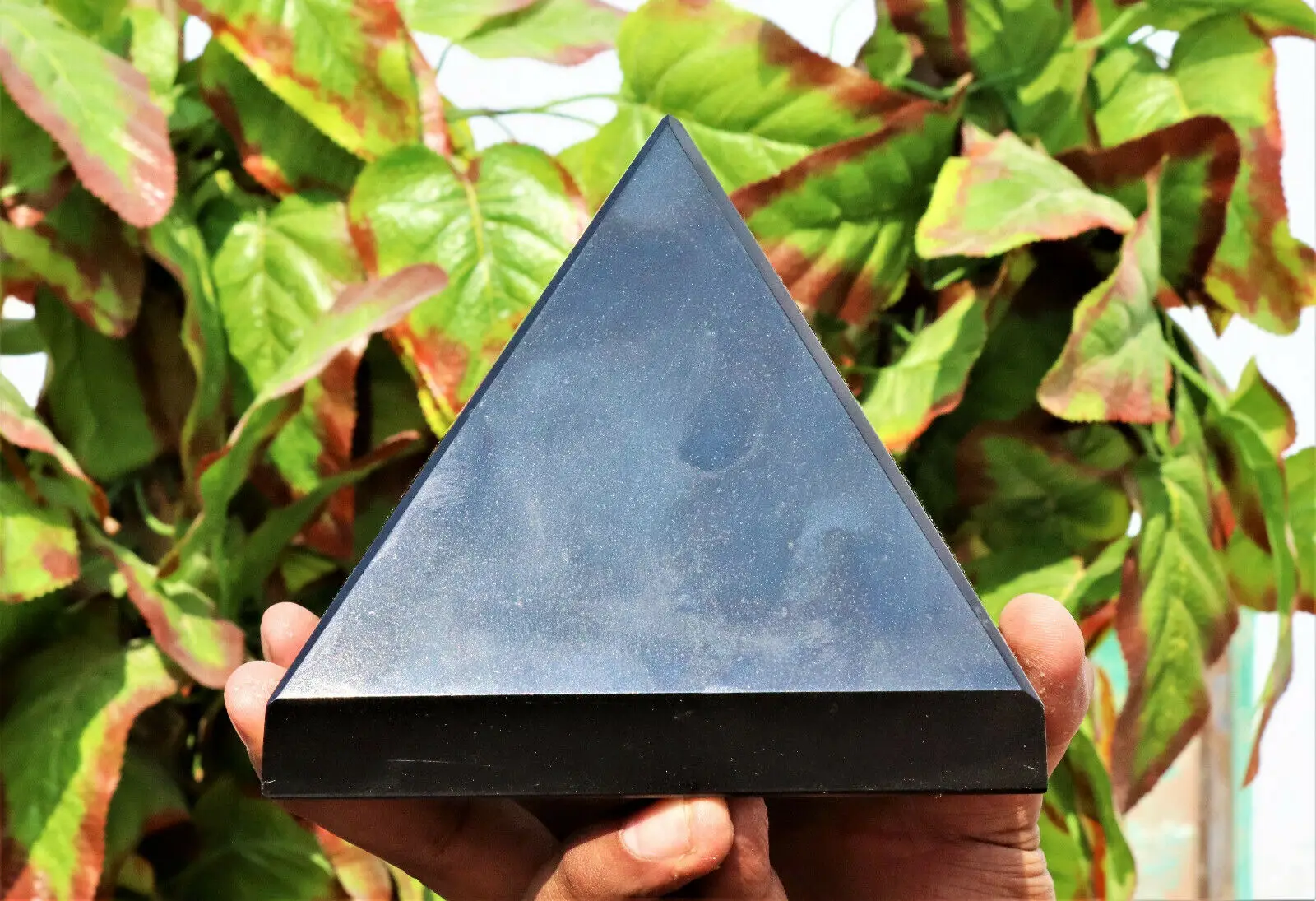 

Natural Black Tourmaline Crystal Healing Reiki Stone Carving Pyramid