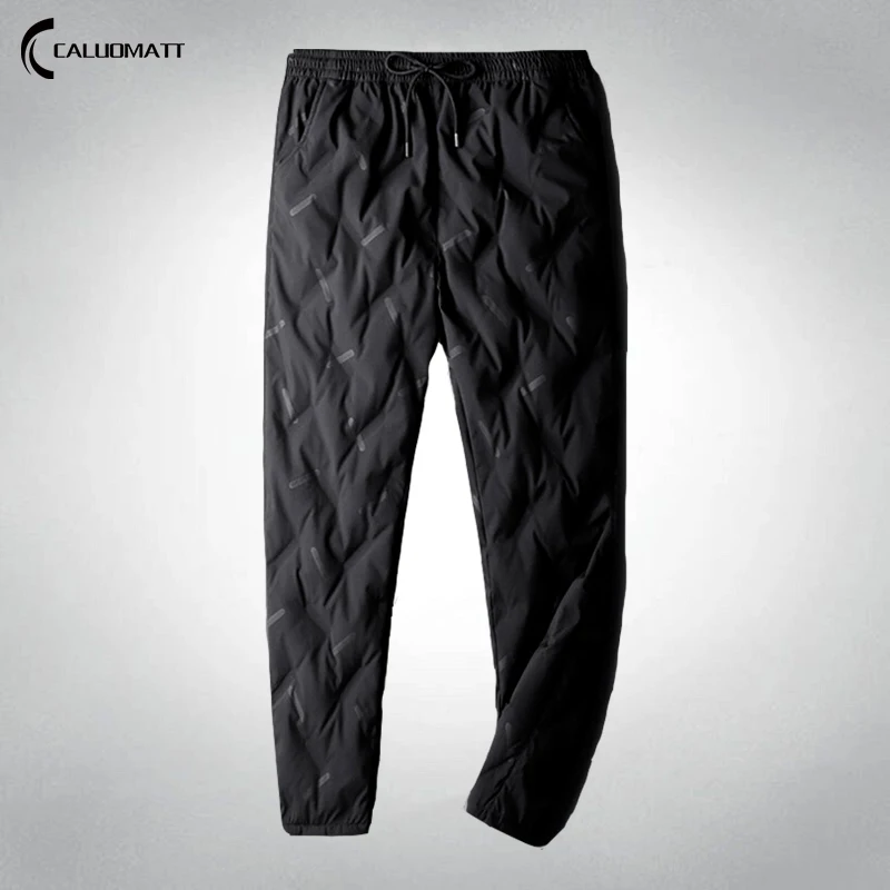 

New Mens White Duck Down Padded Pants Male Solid Winter Thicken Warm Down Trousers Man Joggers Sportswear Sweatpant Thermal Pant