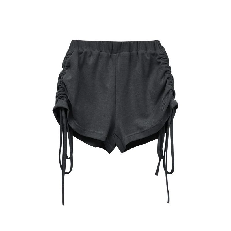 Korean New Girls' Slouchy Drawstring Pleated Sports Shorts Slim High Waist Leg Length Versatile Casual Summer Trendy Pants