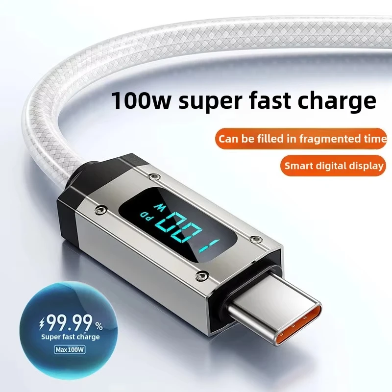 PD 100 Вт Кабель для быстрой зарядки типа C — USB typu Дисплей USBC iPhone 15 ProMax Macbook Samsung S24 S23