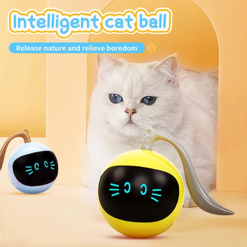 

Pet Cat Smart Rotation Ball Toy Cat Interactive Magic Spin Ball Toy Automatically Avoid Obstacles Rechargeable Kitten Ball Toy