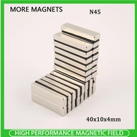 100pcs n45 40x10x4mm strong powerful magnets block rectangular neodymium magnet 40mm x 10mm x 4mm permanent magnets