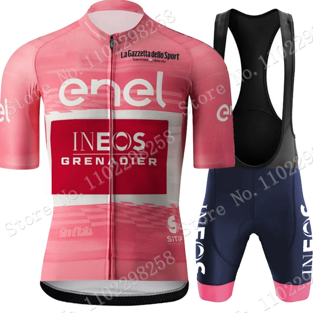 

Italy Tour Ineos Grenadier Team 2023 Cycling Jersey Set Pink Clothing Road Bike Shirts Suit Bicycle Tops Ropa Ciclismo