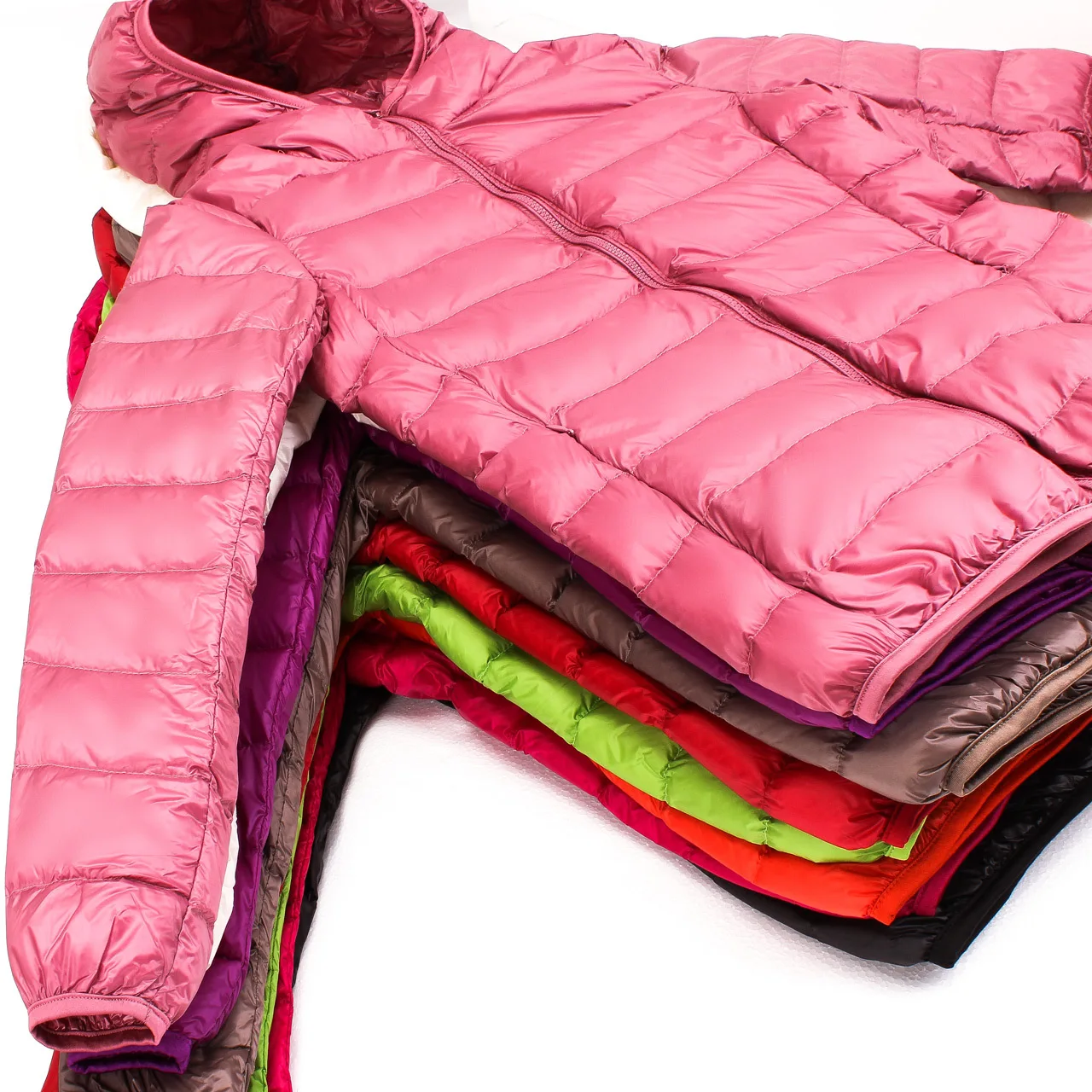 Lightweight Down Jacket Women Hooded Short White Duck Down Light Solid Color Coat Versatile Fashion Warm Outerwear Free Shipping