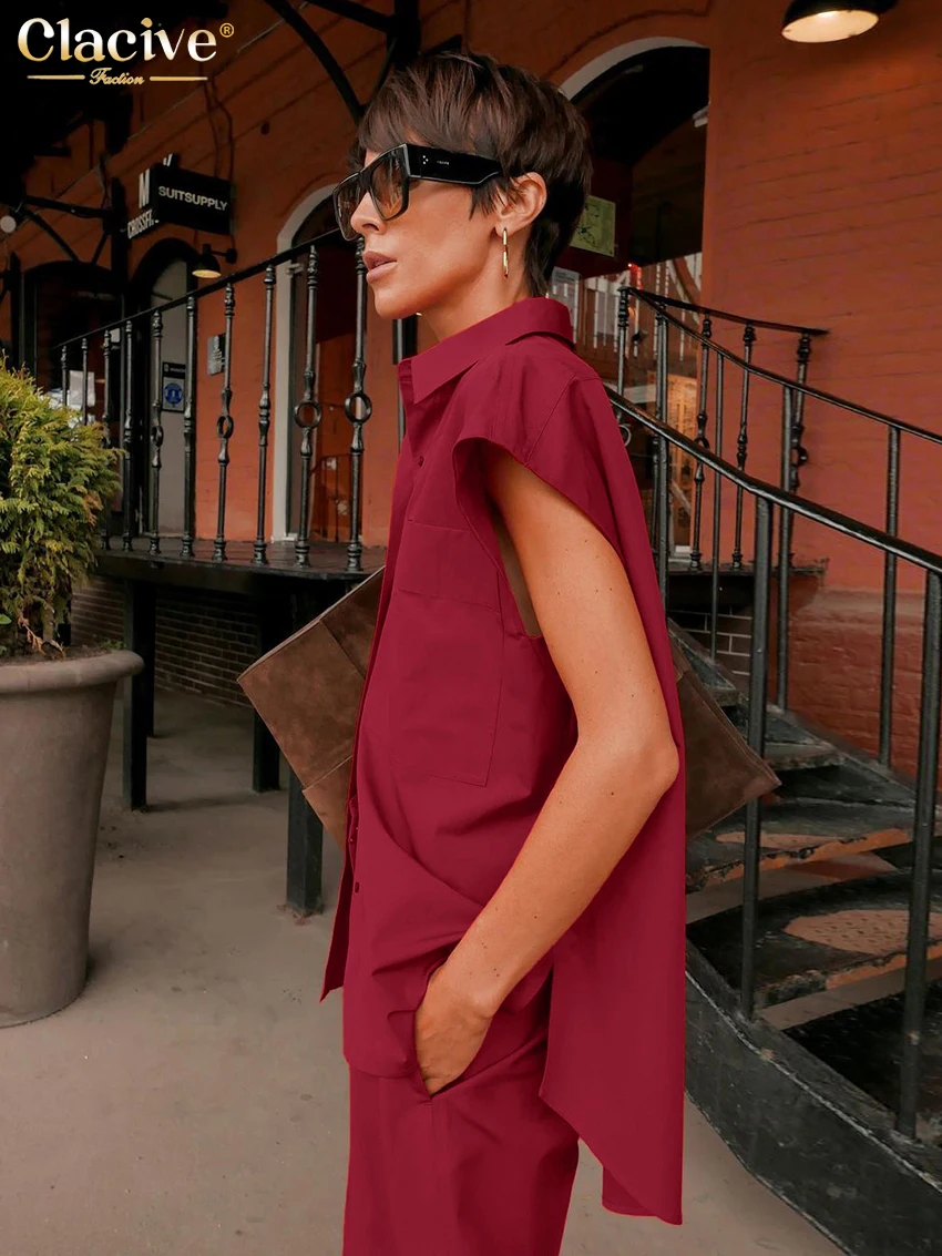 Женский комплект свободного покроя Clacive из двух предметов рубашка без рукавов и