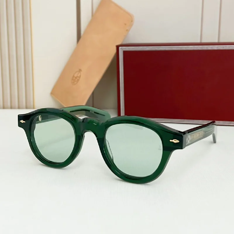 BALZAC Vintage Round Cool Women's Black Sunglasses Acetate Fiber Composite Material Men's Travel Eyewear