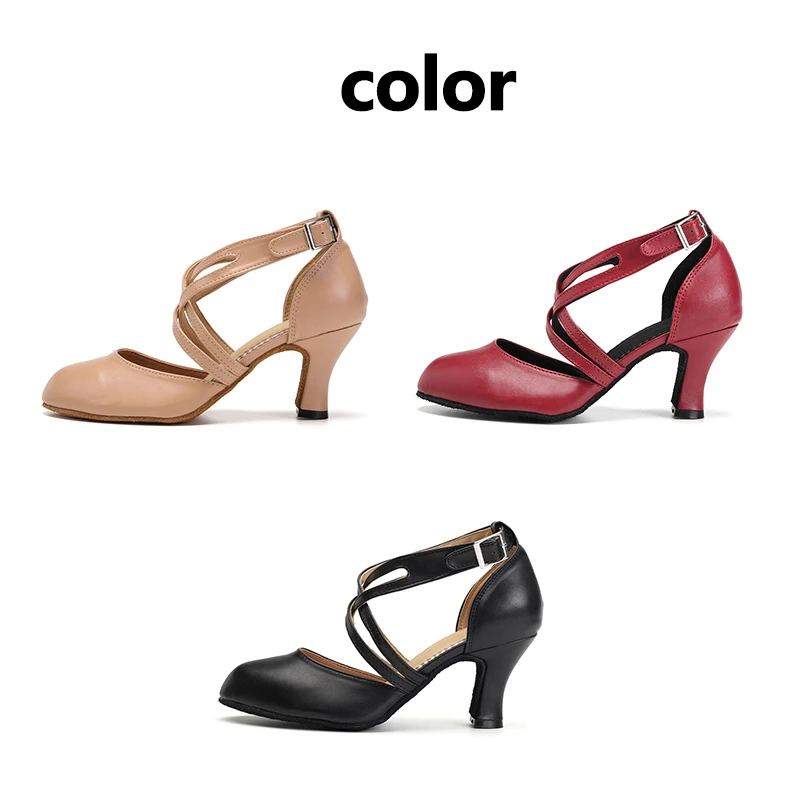 HROYL Ballroom Girls Modern Dance-Shoes Women Latin Dance Shoes Ladies Tango Dancing Shoes Salsa Sandals Black High Heels