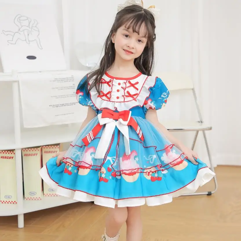 

Испанское винтажное бальное платье принцессы в стиле "Лолита", дизайн с бантом, день рождения, милое платье для девочек на Пасху Eid A1472