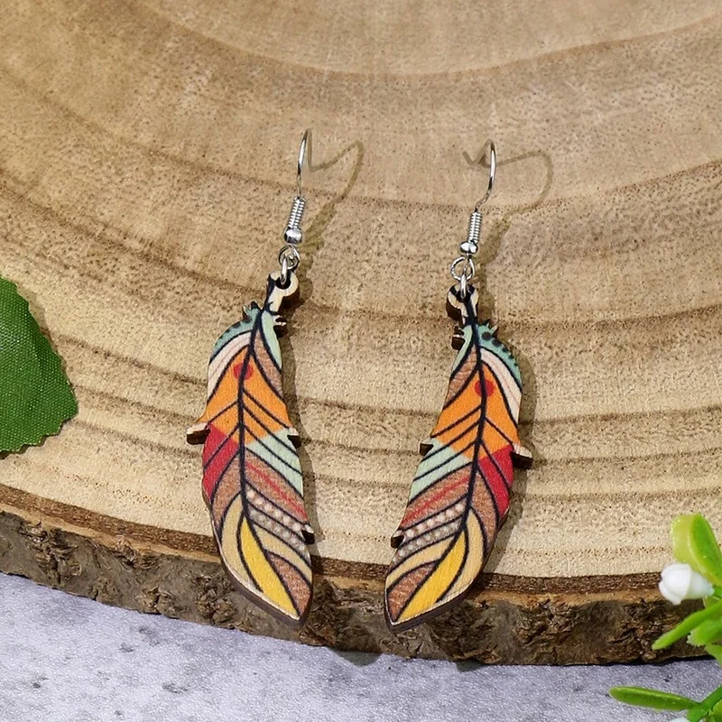 Vintage Leaf Earrings New Simple Texture Colorful Drop Dangle Hanging Boho Jewelry for Women Ethinc Indian