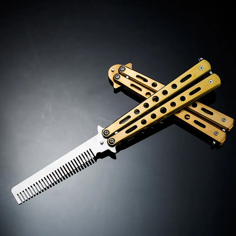 Складной регулируемый нож-бабочка из нержавеющей стали расческа забавные