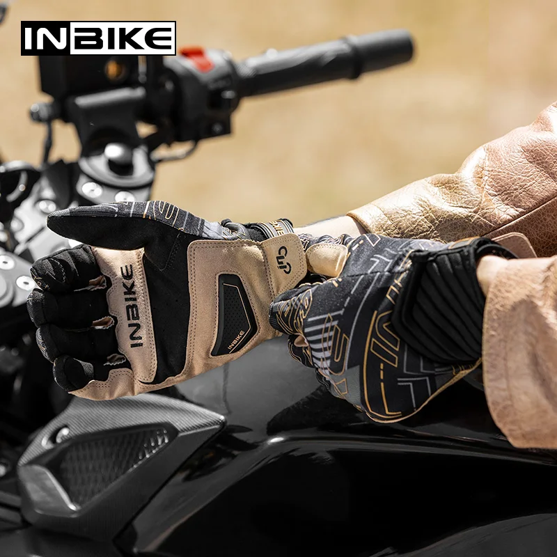 

INBIKE Full Finger Motorcycle Gloves Breathable Men's Motocross Gloves Shockproof Sport Cycling Bike Motorbike Gloves IM903