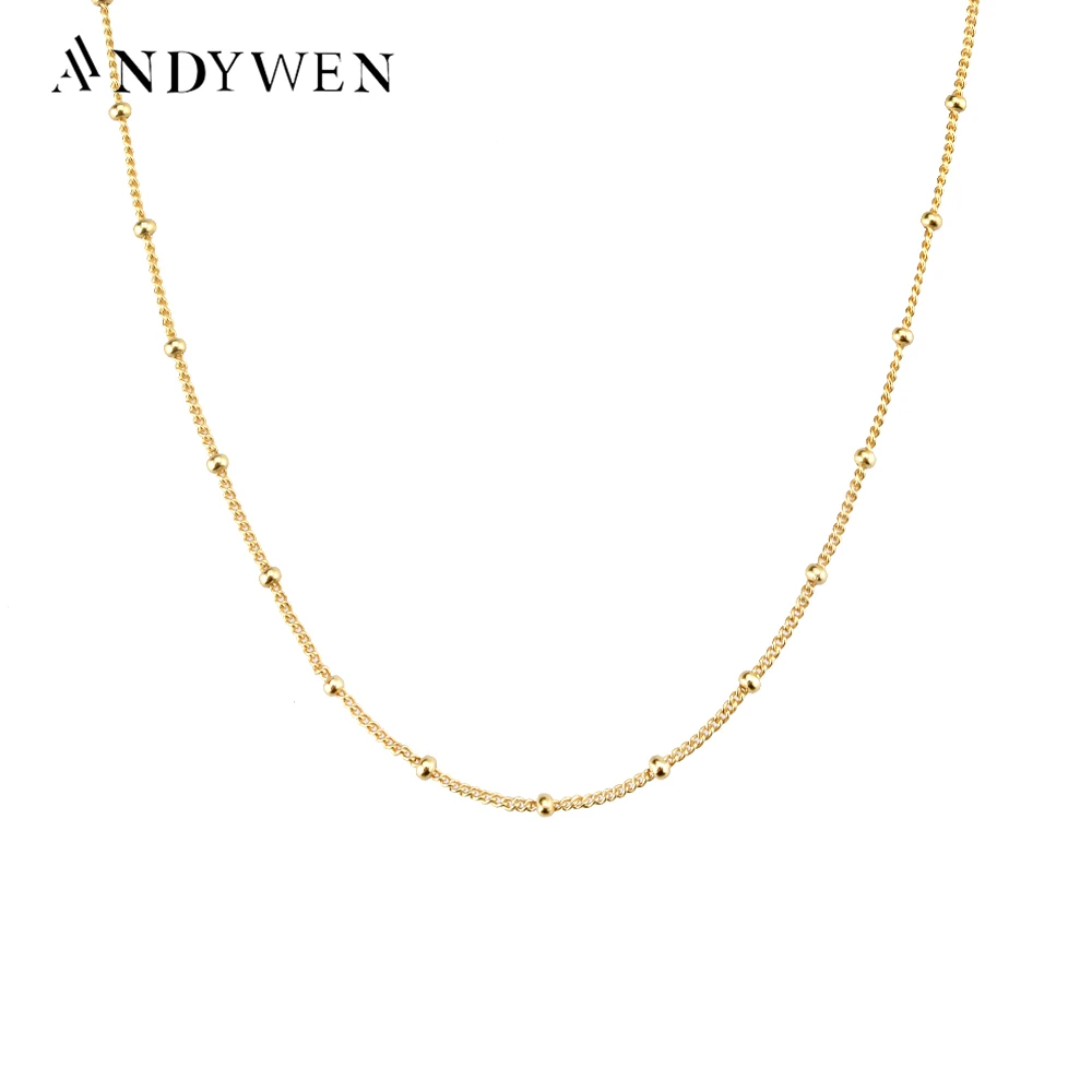 Колье женское из серебра 925 пробы с золотыми бусинами длинная Очаровательная