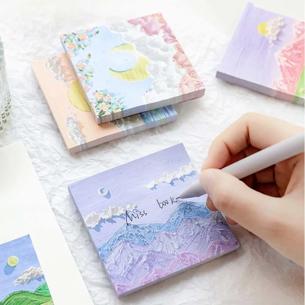 

New Landscape Oil Painting Sticky Notes Memo Pads Notepad Pads Posted It Sticky Office Cute School Supplies Stationery
