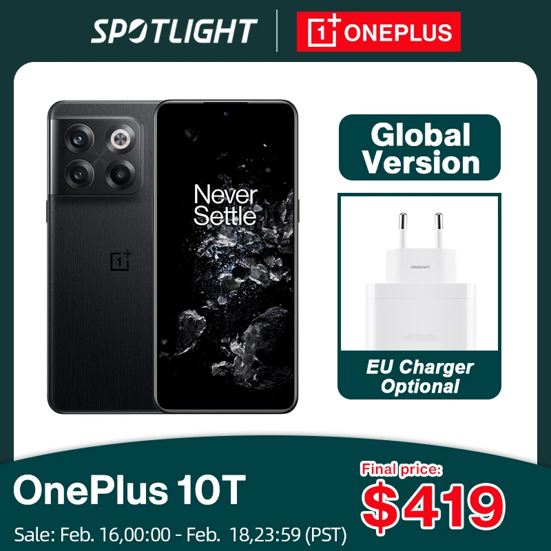 Смартфон глобальная версия OnePlus 10 T 8 ГБ 128 Snapdragon + Gen 1 150 Вт SUPERVOOC 4800 мАч 16 256