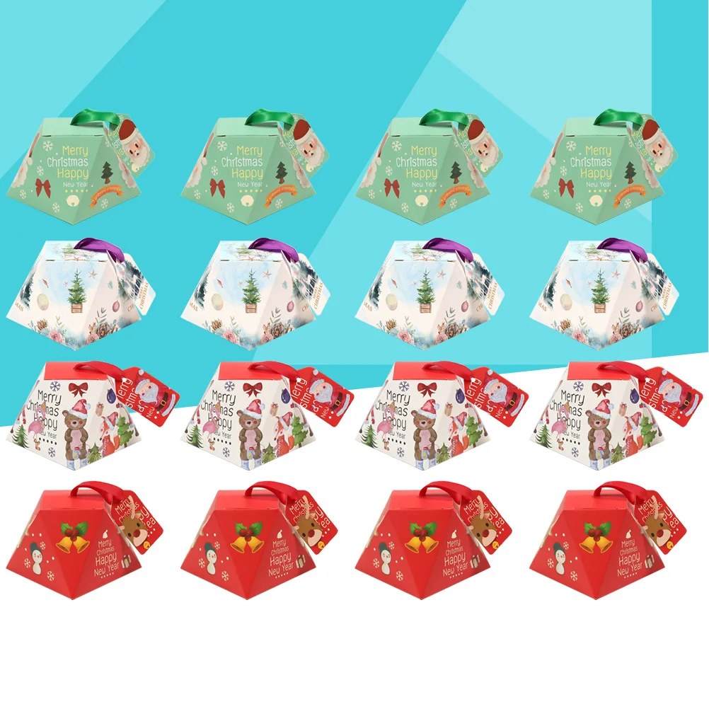 

80pcs Christmas Candy Box Stylish Chocolate Cases Xmas Theme Pattern Presents Boxes for Home Party Festival