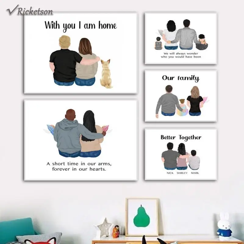 

Warm Family Romantic Affection Group Photo Custom Nordic Poster Wall Art Print Canvas Painting Decor Pictures for Kids Bedroom