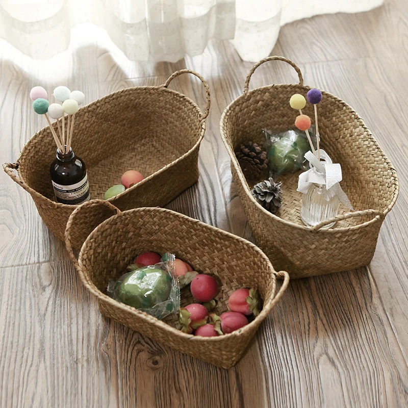 

Garden Storage Organizer Laundry Plant Rattan Container Basket Wicker Flower Seagrass Basket Wicker Handmade Pot Makeup Baskets