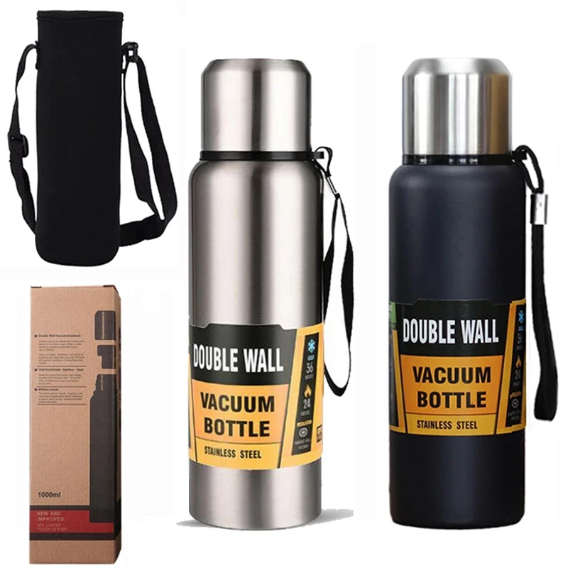 

500/750/1000/1500ML Large Capacity Thermos Bottle Stainless Steel Portable Thermal Water Bottle Outdoor Insulated Cup For Tea