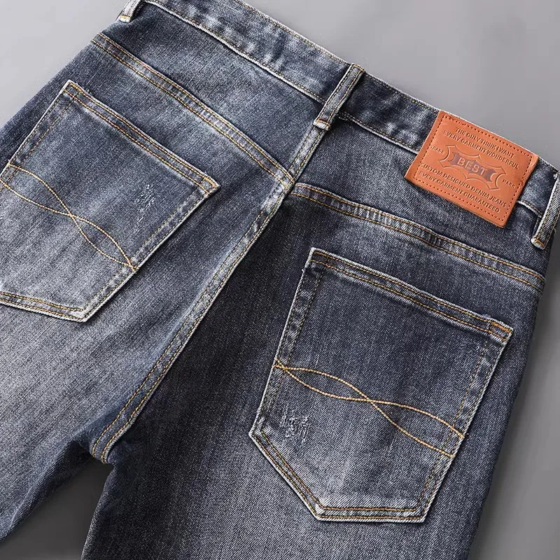 Newly Designer Fashion Men Jeans High Quality Vintage Blue Elastic Slim Fit Retro Jeans Men Trousers Classical Denim Pants Homme
