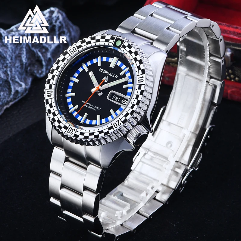 HEIMDALLR H6 Мужские дайверские часы с сапфировым зеркалом 200 м Водонепроницаемость